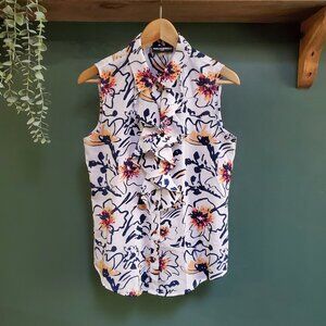 Karl Lagerfeld | Ruffled Sleeveless Print Blouse